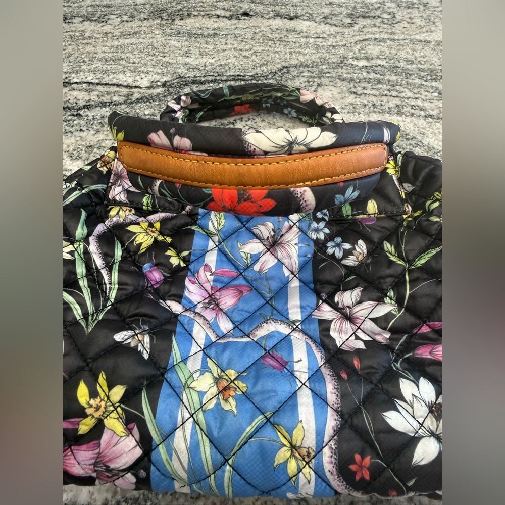 MZ Wallace  Black/Blue Small Floral Sutton bag with Blue Stripe - Picture 14 of 14